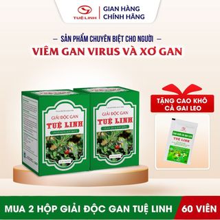 ✅Giải độc gan Tuệ Linh -  COMBO Mua 2 Tặng 1 gói cao khô Cà gai leo  - Giải độc gan & Bảo vệ gan - Hộp 60 viên 