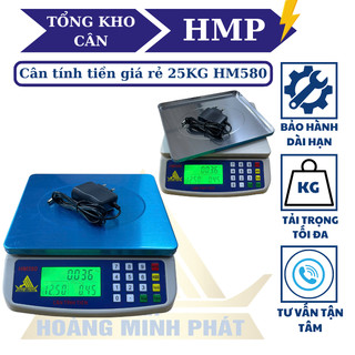 Cân điện tử 30kg tính tiền HM580. Mâm cân INOX, kèm sạc - Cân thực phẩm thương hiệu Cân Hoàng Minh Phát