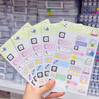 Combo 10 nhãn tên , name sticker trang trí, nhãn dán ghi date mỹ phẩm mẫu cute