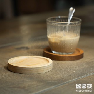 Miếng Lót Ly, Tấm Lót Cốc Uống Cà Phê Bằng Gỗ Beech Tự Nhiên Size 10cm - khodogohanoi