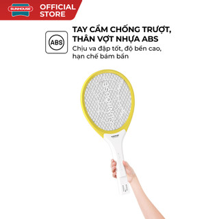 Vợt muỗi SHE-EECVM11, màu vàng  - 3 lớp lưới điện đan khít - 2 công tắc: gạt, bấm