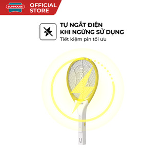 Vợt muỗi SHE-EECVM11, màu vàng  - 3 lớp lưới điện đan khít - 2 công tắc: gạt, bấm