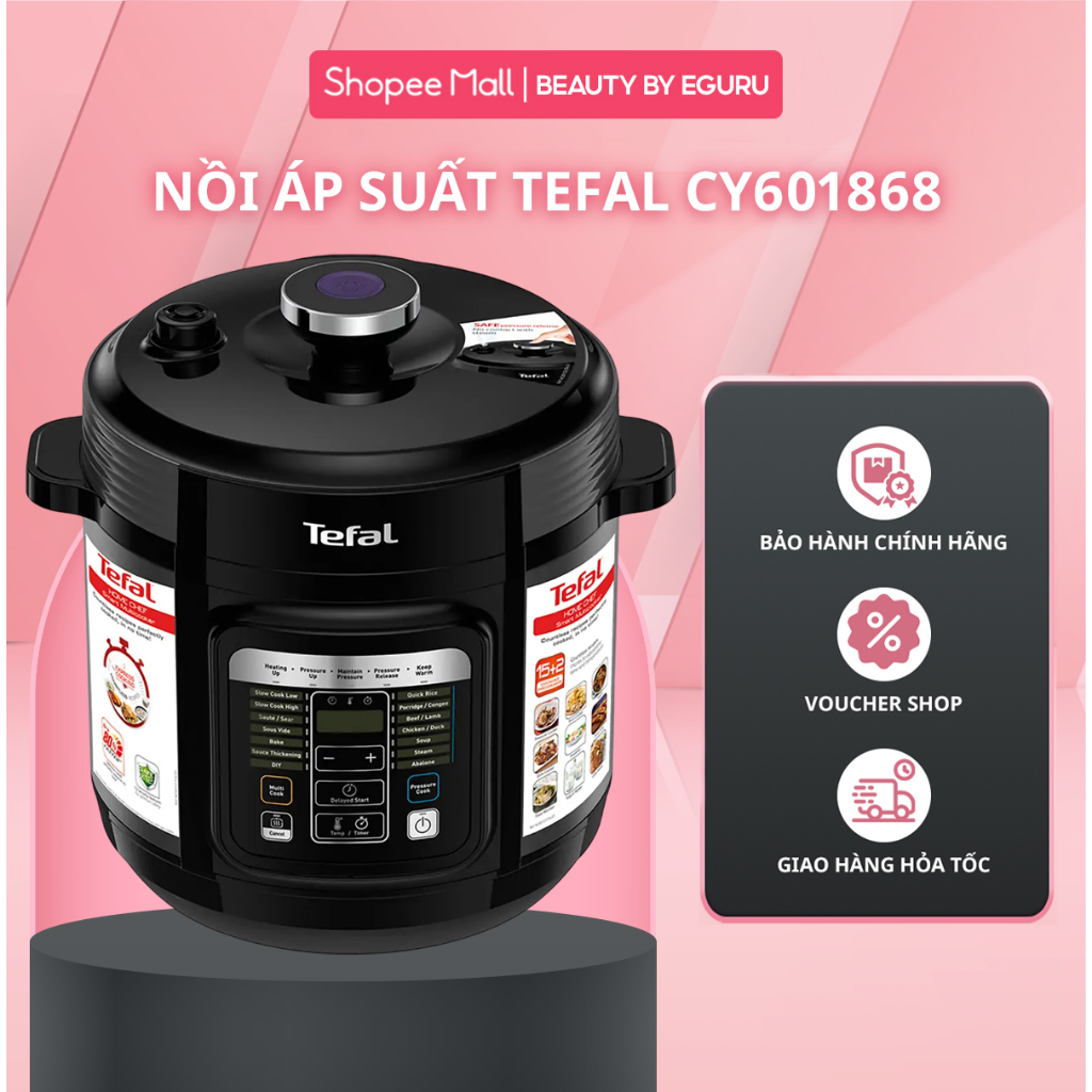 Nồi áp suất điện Tefal CY601868 (6L) | CY638868 (5L) - Đa dạng chức năng nấu - Bảo hành chính hãng