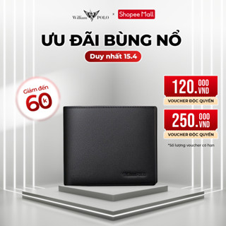 Ví nam da bò nhám cao cấp Williampolo chính hãng logo in nổi sang trọng POLO221568