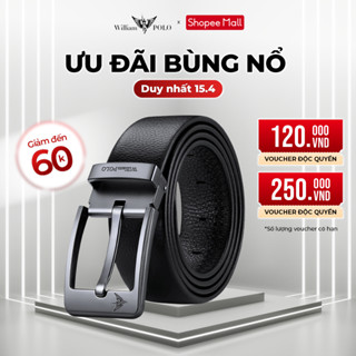 Thắt lưng nam da bò Williampolo khóa gài cao cấp, sang trọng dùng làm quà tặng POLO20523P