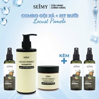 Bộ dầu gội xả, xịt tóc bưởi, bồ kết SEIMY - Locust Pomelo Shampoo