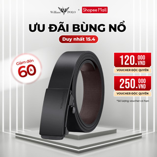 Thắt lưng nam Williampolo mặt khóa đen chính hãng, chất liệu da bò cao cấp POLO20793