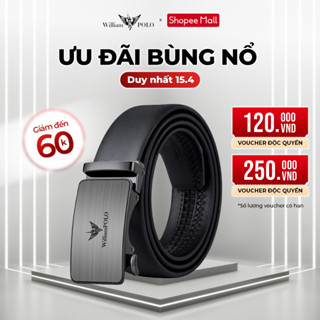 Thắt lưng nam cao cấp Williampolo mặt nhám chính hãng thiết kế logo in giữa - 22160