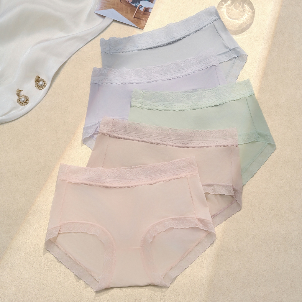 Combo 4 quần lót nữ kháng khuẩn Pazzini chất liệu lụa băng, cạp cao cao cấp, mềm mịn mát lạnh  - WU0