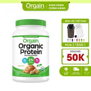 Protein Organic Orgain bột đạm thực vật hữu cơ uống làm bánh pha sữa bữa ăn thay thế vị Peanut Butter 920g