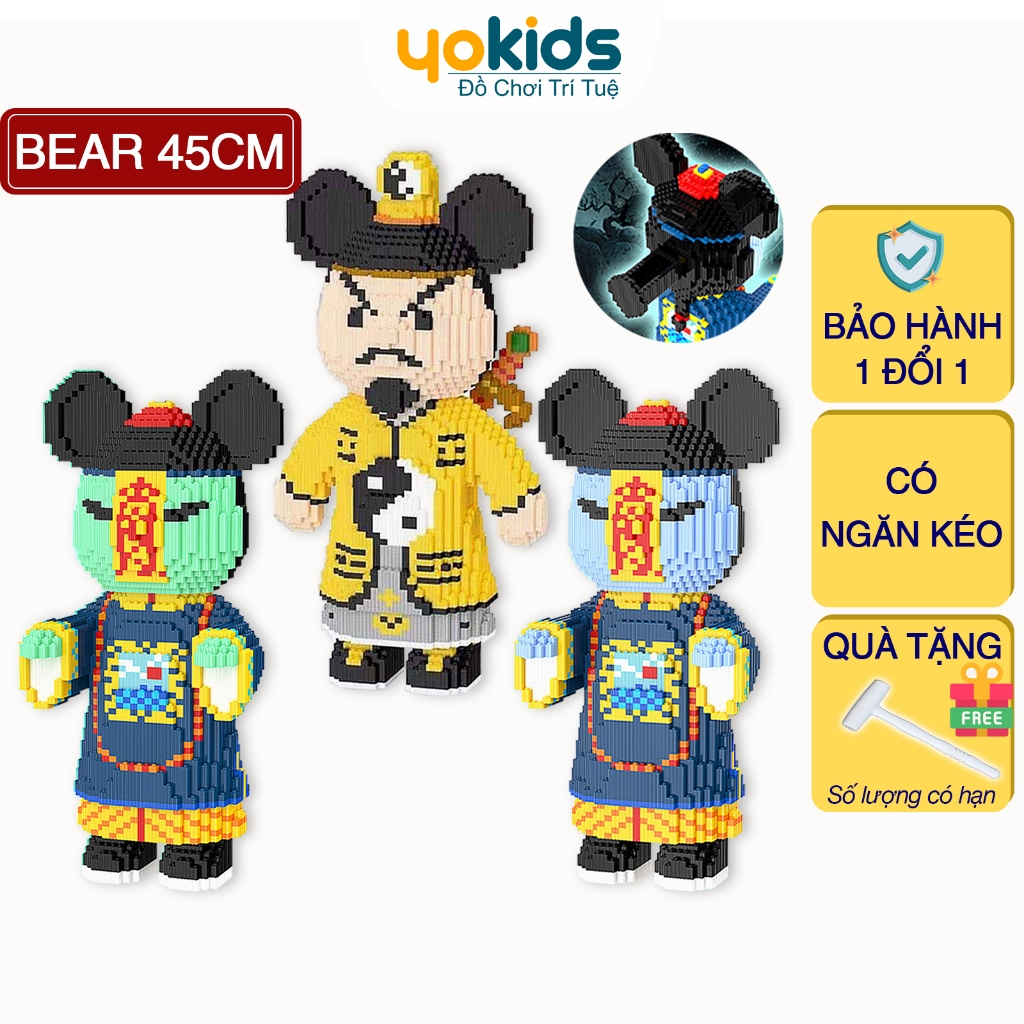 Mô hình lắp ráp BearBrick Cương Thi - Đạo Sĩ 45cm Có Ngăn Kéo Hãng Xinz - YOKIDS