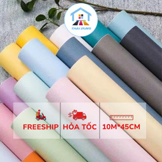 Giấy dán tường phòng ngủ màu trơn nhám dài 10M x 45cm có keo sẵn bóc dán, bề mặt chống thấm nước