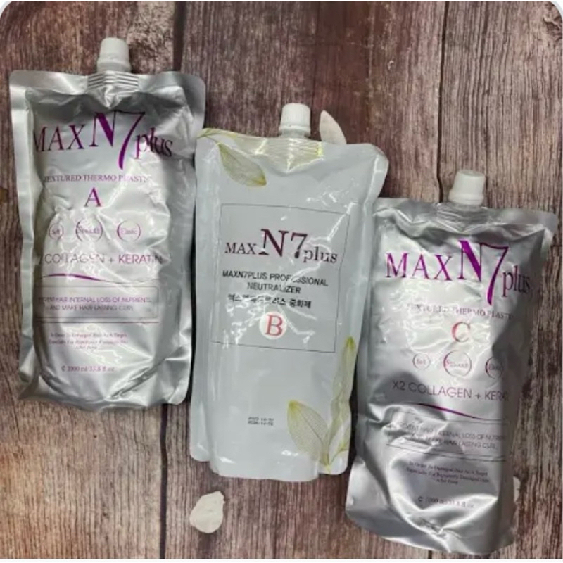 [Combo] Uốn duỗi ép tóc Max N7 Plus Collagen Keratin 1000ml A-B-C