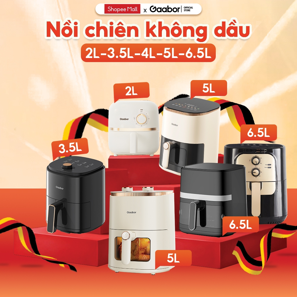 Nồi chiên không dầu Gaabor cảm ứng nút cơ nhiều dòng 2L 4.5L 5L 6L - bảo hành 12 tháng