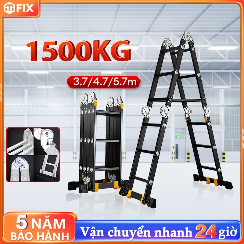 Thang gấp gọn 4 Đoạn Chữ A Chịu Lực 200KG Nhập Khẩu Cao Cấp, Thang Nhôm Xếp Gấp Gọn Gia Đình Chữ M