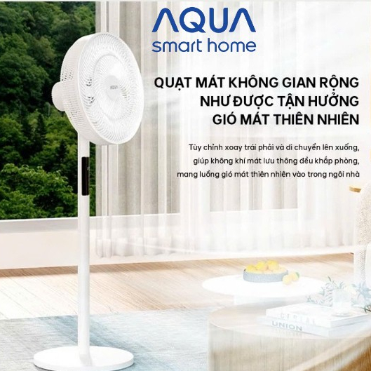 Quạt cây đứng Aqua AQS-FED3502R(W)/AQS-FED3501R thân quạt máy cảm ứng, điều khiển từ xa, hẹn giờ 12 