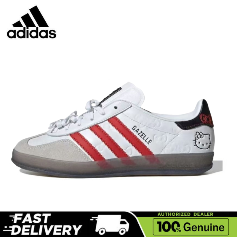 GIÀY CHÍNH HÃNG ADIDAS_Hello Kitty GAZELLE Red White Unisex Low-top Sneakers Giày thể thao trên thấp
