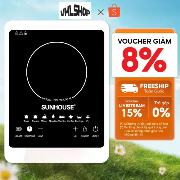 Bếp từ Sunhouse Cảm Ứng Cao Cấp, Công Suất 2200W, Mặt Kính Chịu Lực tomato_shop VMLSHOP