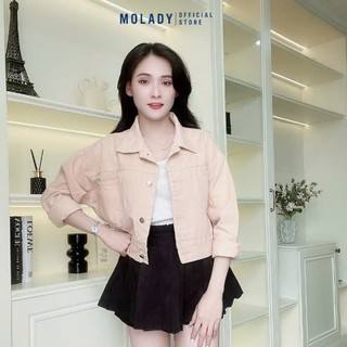  Áo khoác KAKI JEAN nữ MOLADY cổ bẻ form trơn đơn giản cá tính K445 
