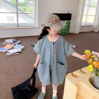 Body chip cho bé trai và bé gái, bộ áo liền quần demin phong cách Hàn Quốc yếm bò cho bé _S5