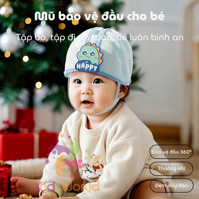 Mũ bảo vệ đầu cho bé tập bò, tập đi KidAndMom M11 chống va đập bảo vệ toàn diện 360° siêu nhẹ