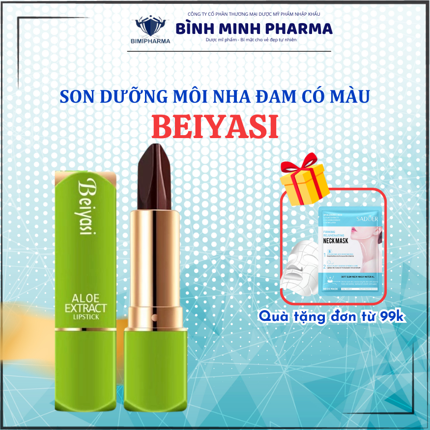 Son dưỡng nha đam có màu BEIYASI- Son BEIYASI dưỡng ẩm giúp hồng môi, lên màu tự nhiên, khử thâm môi