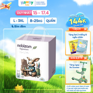 Bỉm Đêm Nabizam Signature Size L30/XL26/2XL22/3XL20 Nội Địa Hàn Quốc, Siêu Mềm Mại, Siêu Thấm Hút Cho Bé 8-25kg HAWAY