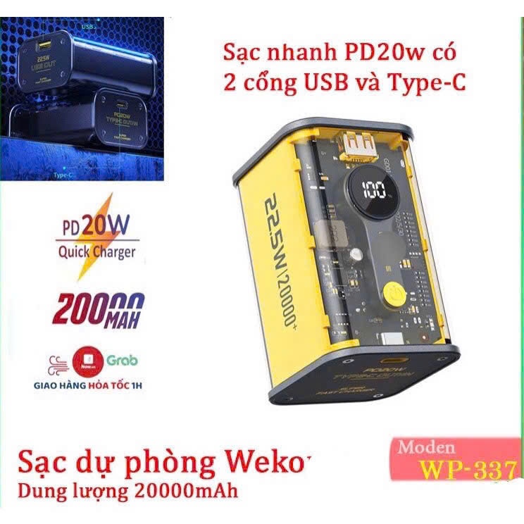 🌟ZIN🌟 Pin Sạc Dự Phòng tích điện trong mini VNWEKOME WP 395 333 337 347 sạc nhanh 10000mah 20000MAH PD 20W QC 3.0 22.5W | BigBuy360 - bigbuy360.vn