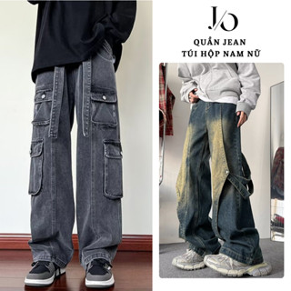 Quần Jean Túi Hộp Nam Nữ Suông Ống Rộng Quần Bò Jean Túi Hộp Nam Cargo Pants Unisex Kèm Dây Đai Phong Cách HIPHOP MIAA