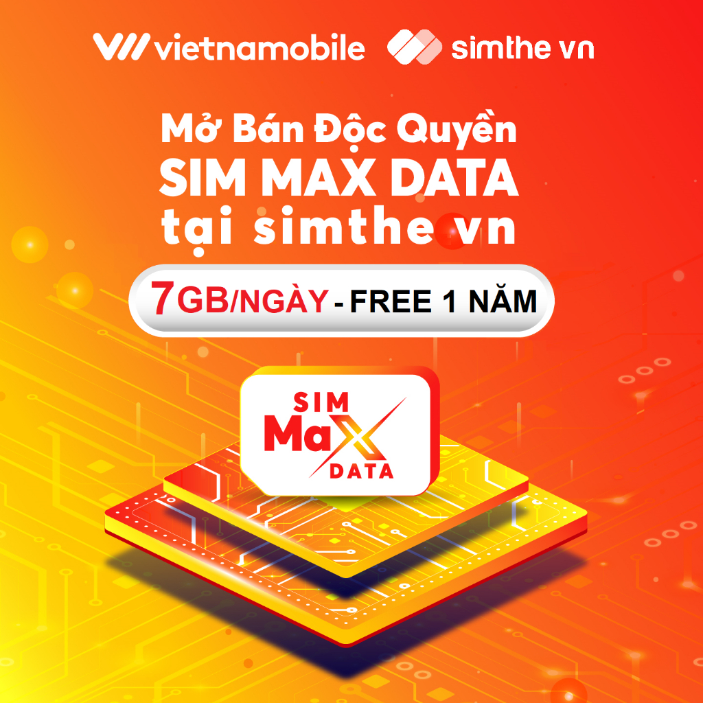 [FREE 1 NĂM] Sim 4G Vietnamobile Data 7GB/Ngày (210GB/Tháng) + Miễn Phí Gọi Nội Mạng. Trọn Gói 12 Tháng Không Nạp Tiền