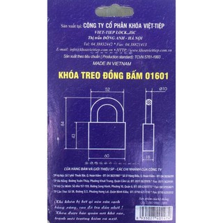 Khóa treo đồng bấm 01601 Việt Tiệp