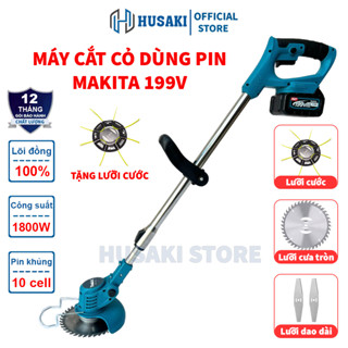 Máy cắt cỏ pin MAKITA 199V CÓ LƯỠI CƯỚC máy cắt cỏ mini cầm tay lõi đồng mạnh mẽ bảo hành 12 tháng