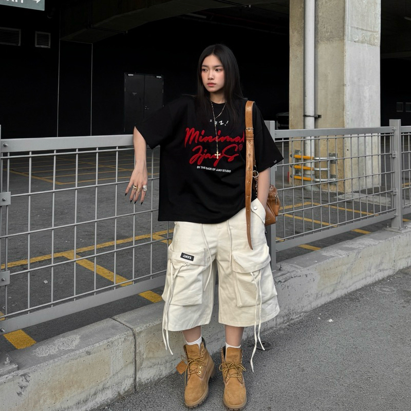 MINIMAL tee form boxy - Áo thun cổ tròn Thêu xù form rộng nam nữ unisex 🖤 Áo phông boxy Brand Jaystoree | BigBuy360 - bigbuy360.vn