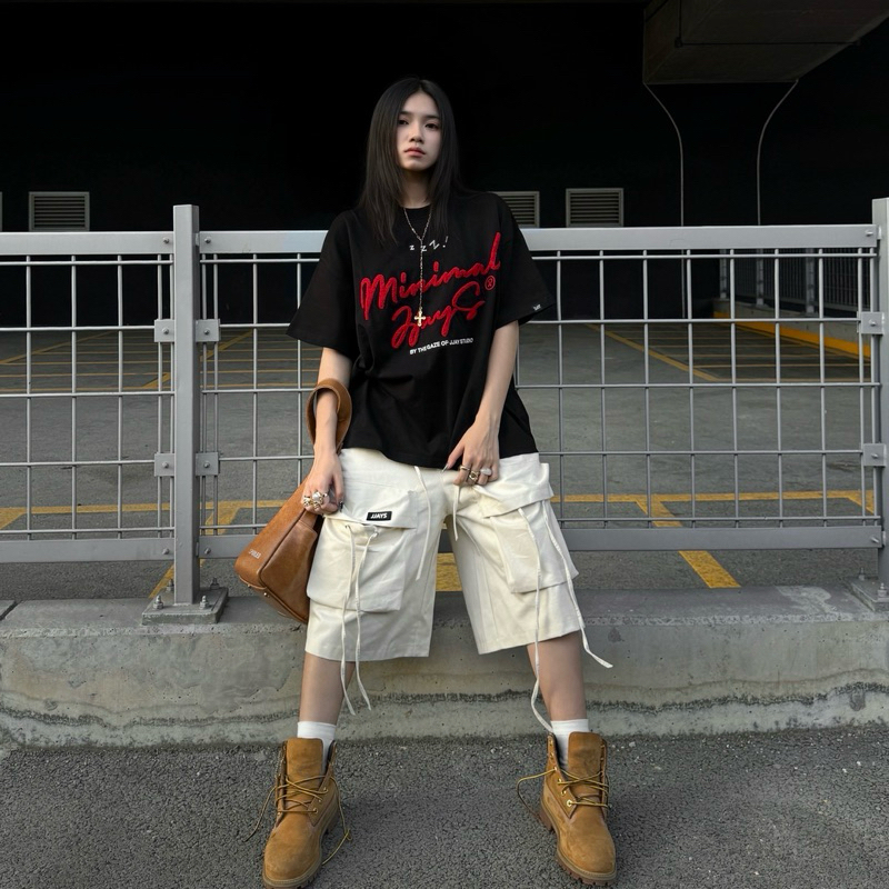 MINIMAL tee form boxy - Áo thun cổ tròn Thêu xù form rộng nam nữ unisex 🖤 Áo phông boxy Brand Jaystoree | BigBuy360 - bigbuy360.vn