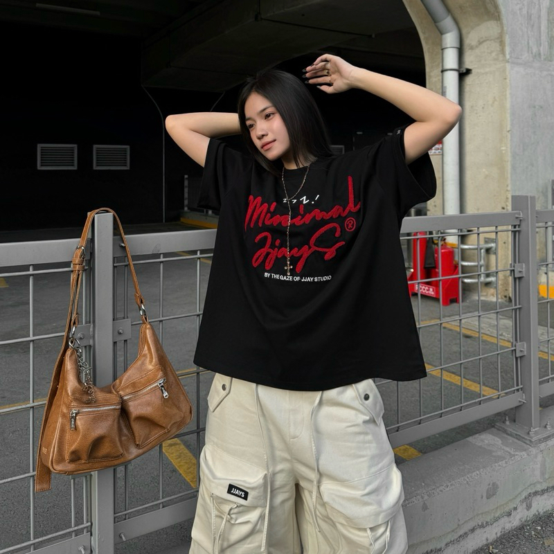 MINIMAL tee form boxy - Áo thun cổ tròn Thêu xù form rộng nam nữ unisex 🖤 Áo phông boxy Brand Jaystoree | BigBuy360 - bigbuy360.vn