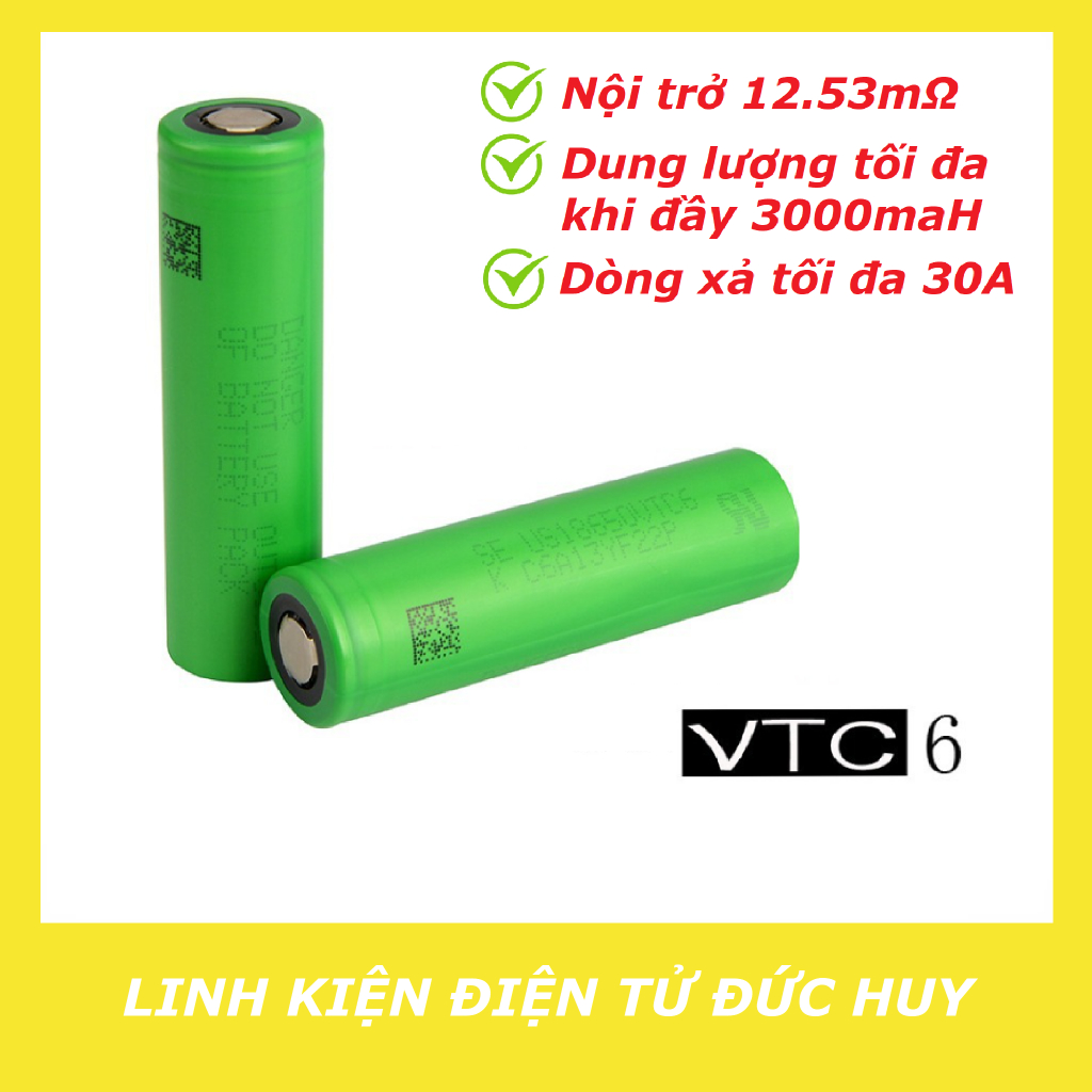 1 PIN SONY VTC6 18650 3000MAH, XẢ 30A