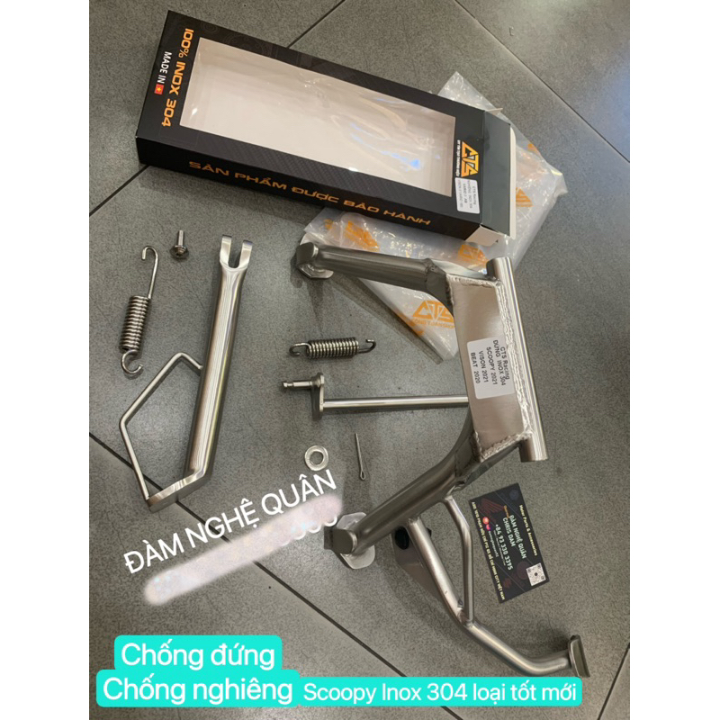Chống đứng + chống nghiêng Scoopy CTS inox 304 loại tốt / Center stand + Side stand Scoopy CTS inox 