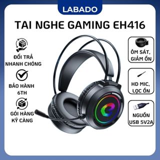 Tai Nghe Chụp Tai Máy Tính Cao Cấp EH416, Jack USB Tích Hợp Nghe, Mic, Led Cho PC Laptop LABADO