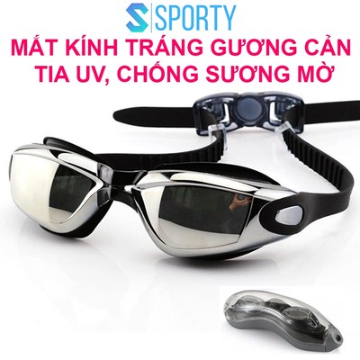 Kính bơi người lớn tráng gương cản tia UV, chống sương mờ 2360 cho nam nữ chính hãng SPORTY