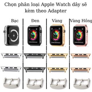 Dây da đồng hồ handmade da sáp 1 lớp 18mm 20mm 22mm màu nâu đen dành cho Apple Watch, đồng hồ cơ pin