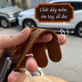 Dây da đồng hồ handmade da sáp 1 lớp 18mm 20mm 22mm màu nâu đen dành cho Apple Watch, đồng hồ cơ pin