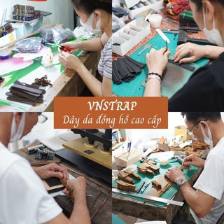 Dây da đồng hồ handmade da sáp 1 lớp 18mm 20mm 22mm màu nâu đen dành cho Apple Watch, đồng hồ cơ pin