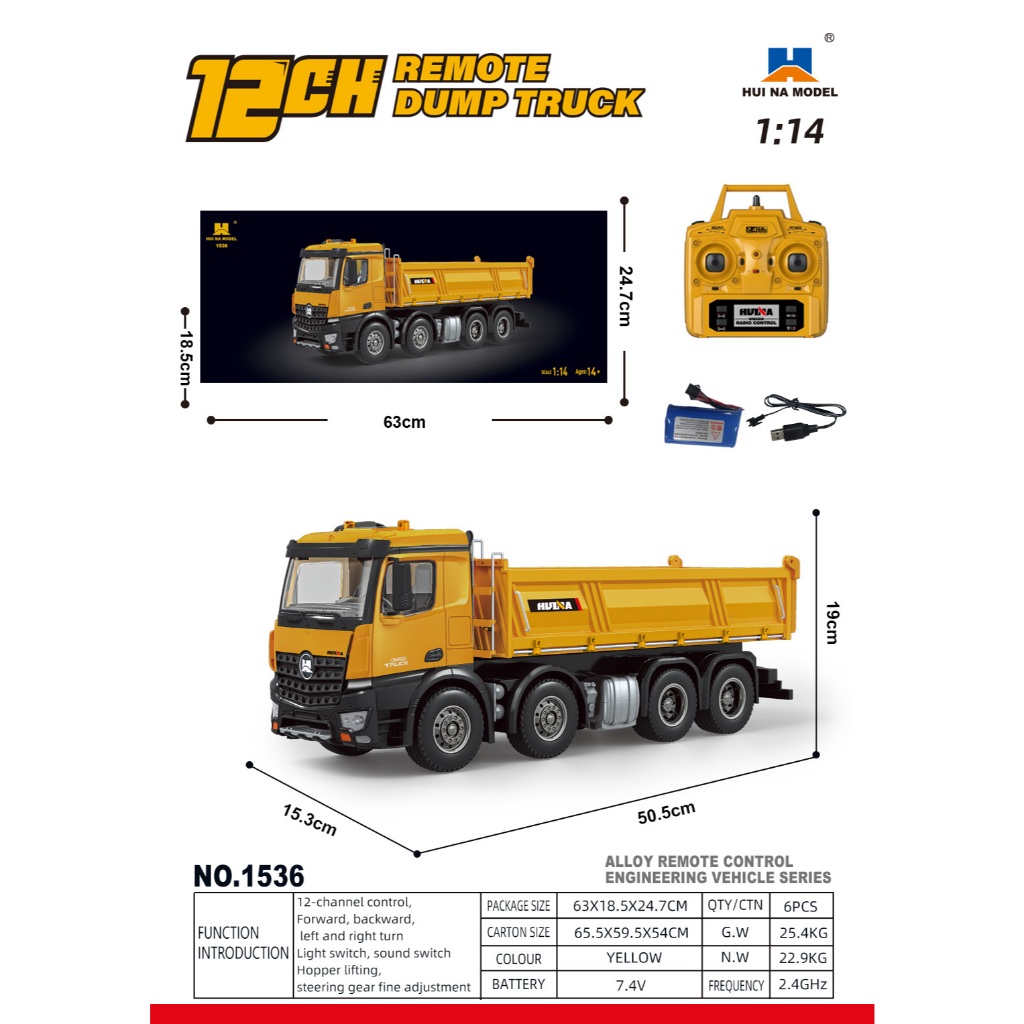 huina 1536 xe ben 4 chân điều khiển từ xa có điều tốc