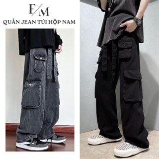 Quần Jean Túi Hộp Nam Cargo Pants Ống Suông Rộng Quần Túi Hộp Unisex Kèm Dây Đai Phong Cách HIPHOP