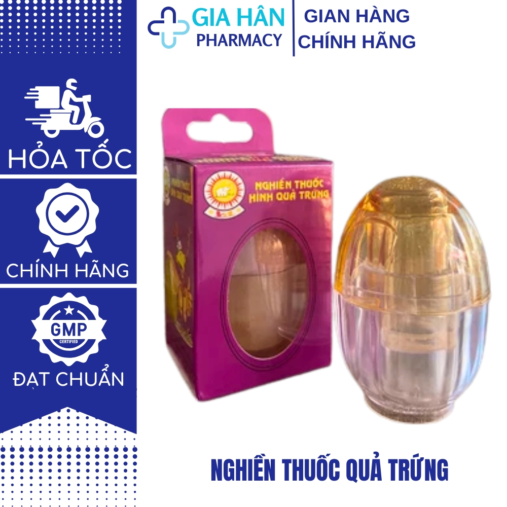 Dụng cụ nghiền thuốc hình quả trứng giúp nghiền thuốc mịn, dễ dàng sử dụng