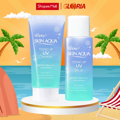 Kem Chống Nắng Cho Da Vàng, Khuyết Điểm Đỏ Sunplay Skin Aqua Tone Up UV Essence/Milk BLUE 50g