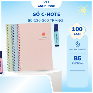  Vở Klong B5 C notes 100gsm 80-120-200 trang ô caro 6x6mm sổ lò xo đơn cnotes bìa nhựa 2 mặt ms 