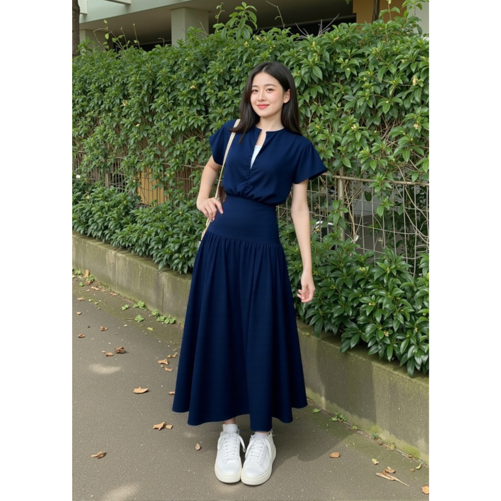 Set Áo Phối Áo Ba Lỗ Thiết Kế Cách Điệu Chun Gấu Kèm Chân Váy Xòe Dáng Dài Thời Trang Hè Nữ Tính - 20feb.closet - S274 | BigBuy360 - bigbuy360.vn