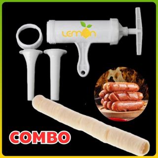 Combo 1 Bộ dụng cụ nhồi + 1 cuộn vỏ Collagen làm xúc xích, lạp xưởng hàng Loại 1 NDX Viscofan Đức