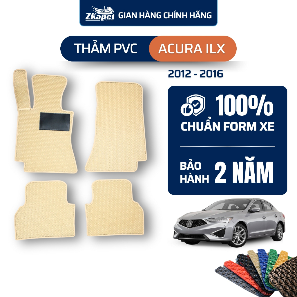 Thảm lót sàn ô tô PVC Acura ILX 2012 - 2016 ZKAPET (5 chỗ)